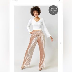 Beautiful Light Pink (looks champaign in person) Crushed Velvet Pants